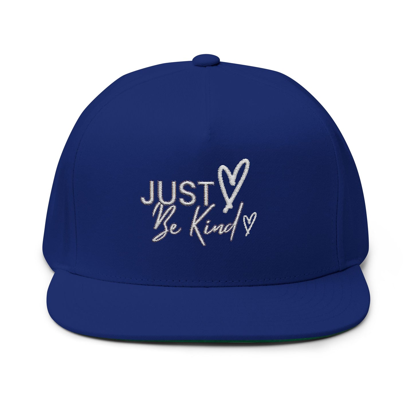 Just Be Kind Flat Bill Cap - Inspirational Hat for Kindness, Gift for Friends, Trendy Hat for Everyday Style, White Embroidered Cap, [...]
